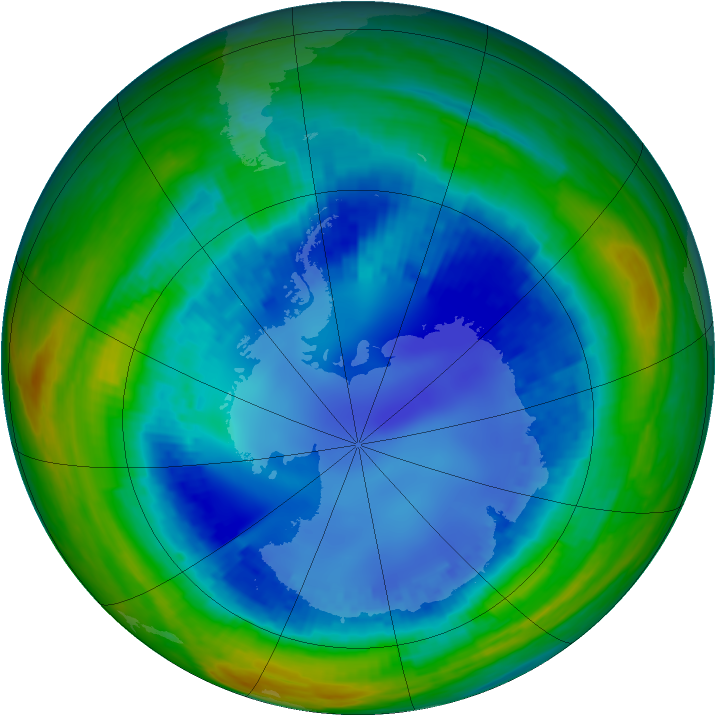 Antarctic ozone map for 17 August 2001